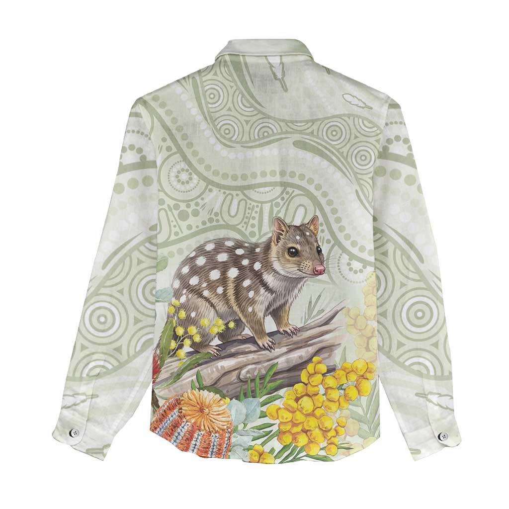 Eastern Quoll Australia Women Casual Shirt Watercolor National Flowers Indigenous Art - Aussie Hoodie