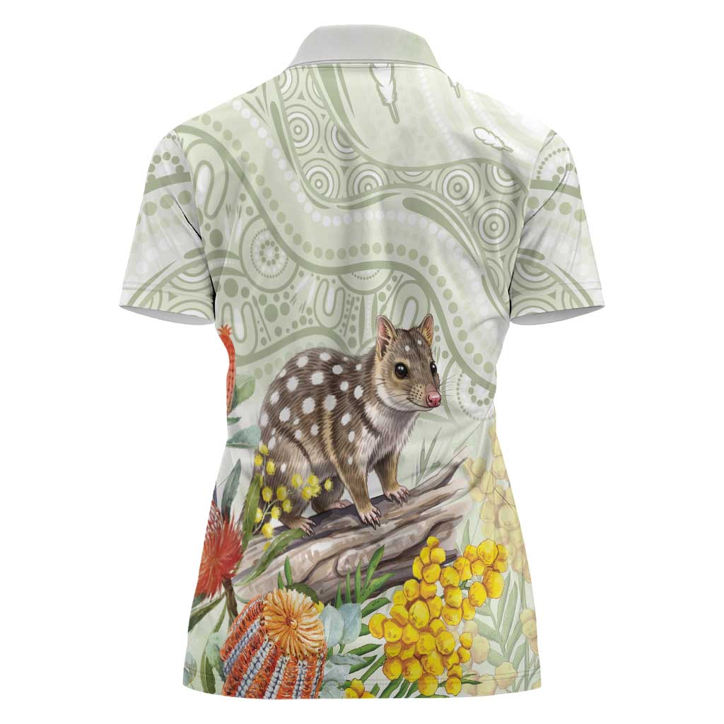 Eastern Quoll Australia Women Polo Shirt Watercolor National Flowers Indigenous Art - Aussie Hoodie