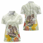Eastern Quoll Australia Women Polo Shirt Watercolor National Flowers Indigenous Art - Aussie Hoodie