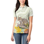 Eastern Quoll Australia Women Polo Shirt Watercolor National Flowers Indigenous Art - Aussie Hoodie