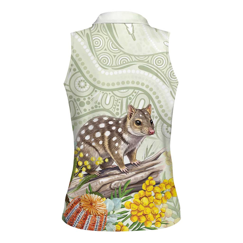 Eastern Quoll Australia Women Sleeveless Polo Shirt Watercolor National Flowers Indigenous Art - Aussie Hoodie