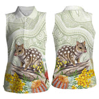 Eastern Quoll Australia Women Sleeveless Polo Shirt Watercolor National Flowers Indigenous Art - Aussie Hoodie