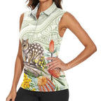 Eastern Quoll Australia Women Sleeveless Polo Shirt Watercolor National Flowers Indigenous Art - Aussie Hoodie