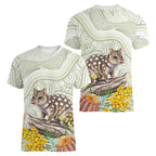 Eastern Quoll Australia Women V-Neck T-Shirt Watercolor National Flowers Indigenous Art - Aussie Hoodie