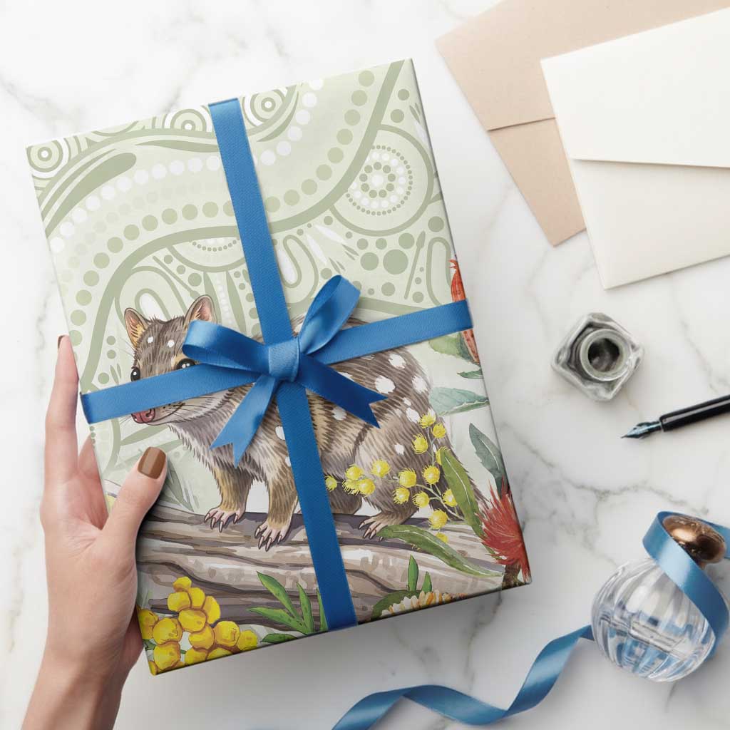Eastern Quoll Australia Wrapping Paper Watercolor National Flowers Indigenous Art - Aussie Hoodie