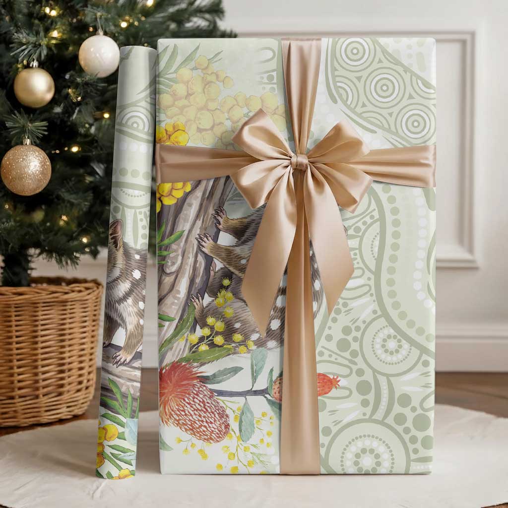 Eastern Quoll Australia Wrapping Paper Watercolor National Flowers Indigenous Art - Aussie Hoodie