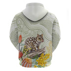 Eastern Quoll Australia Zip Hoodie Watercolor National Flowers Indigenous Art - Aussie Hoodie