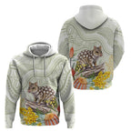 Eastern Quoll Australia Zip Hoodie Watercolor National Flowers Indigenous Art - Aussie Hoodie