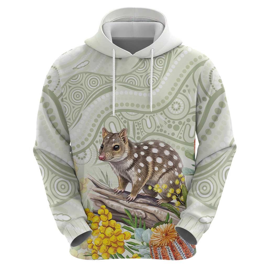 Eastern Quoll Australia Zip Hoodie Watercolor National Flowers Indigenous Art - Aussie Hoodie