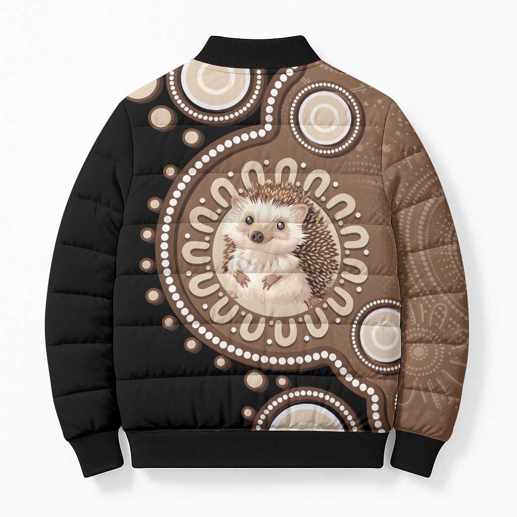 Hedgehog Indigenous Art Australia Bomber Puffer Jacket - Aussie Hoodie