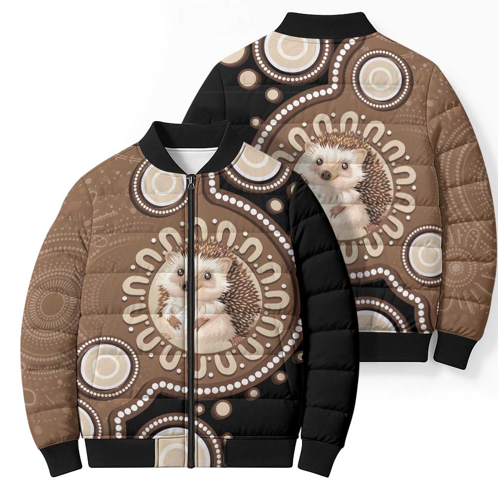 Hedgehog Indigenous Art Australia Bomber Puffer Jacket - Aussie Hoodie