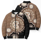 Hedgehog Indigenous Art Australia Bomber Puffer Jacket - Aussie Hoodie