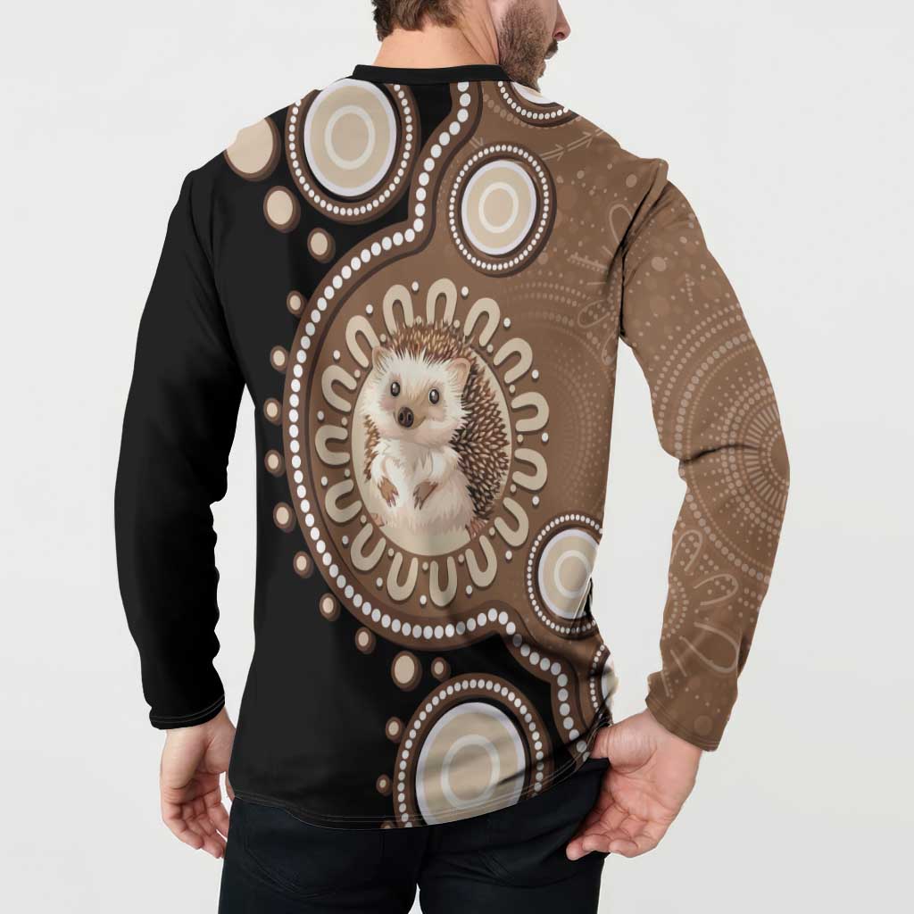 Hedgehog Indigenous Art Australia Button Sweatshirt - Aussie Hoodie