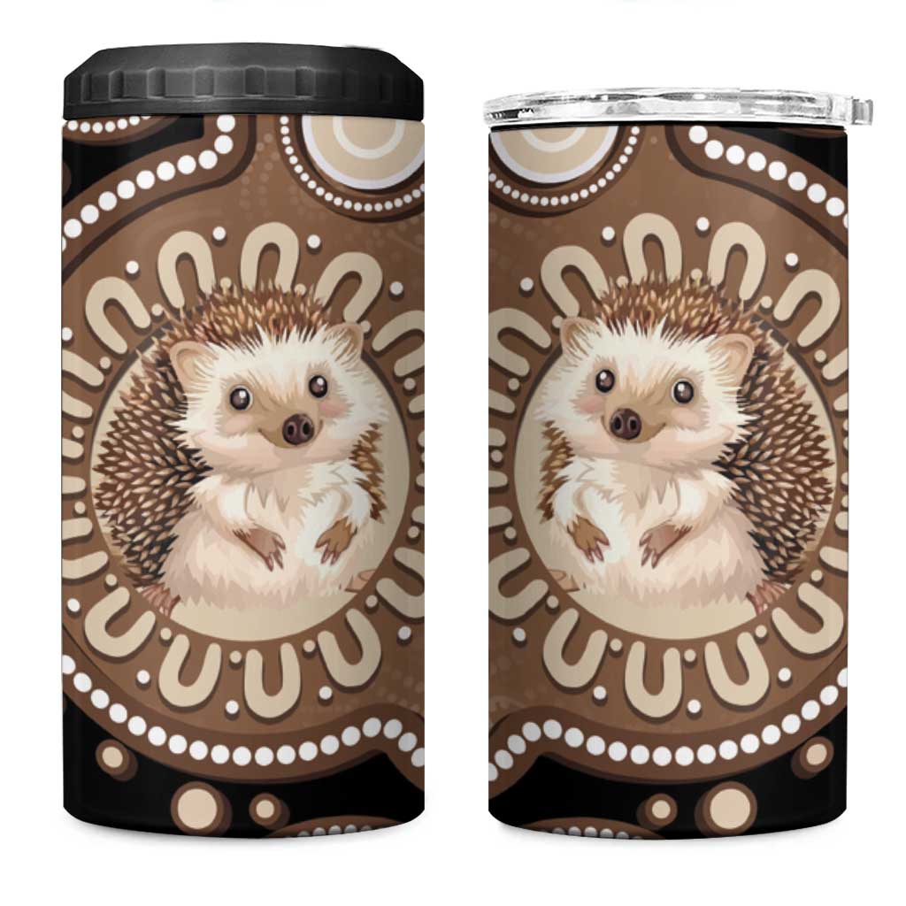 Hedgehog Indigenous Art Australia 4 in 1 Can Cooler Tumbler - Aussie Hoodie