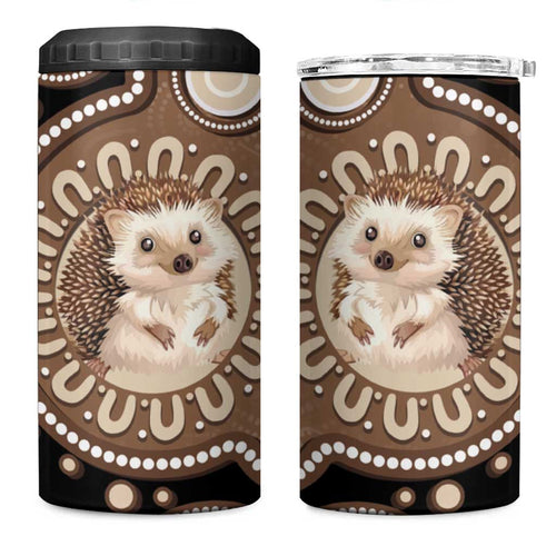 Hedgehog Indigenous Art Australia 4 in 1 Can Cooler Tumbler - Aussie Hoodie