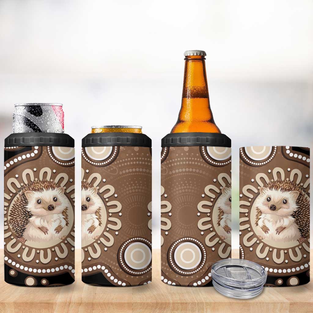 Hedgehog Indigenous Art Australia 4 in 1 Can Cooler Tumbler - Aussie Hoodie
