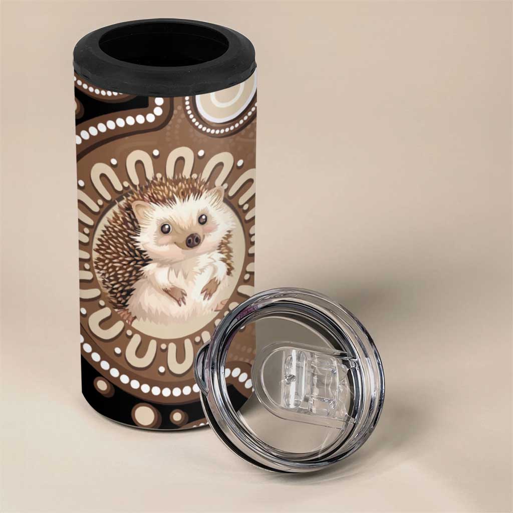 Hedgehog Indigenous Art Australia 4 in 1 Can Cooler Tumbler - Aussie Hoodie