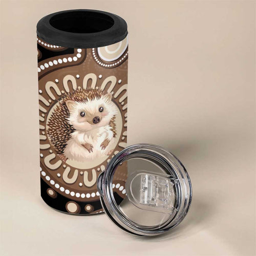 Hedgehog Indigenous Art Australia 4 in 1 Can Cooler Tumbler - Aussie Hoodie
