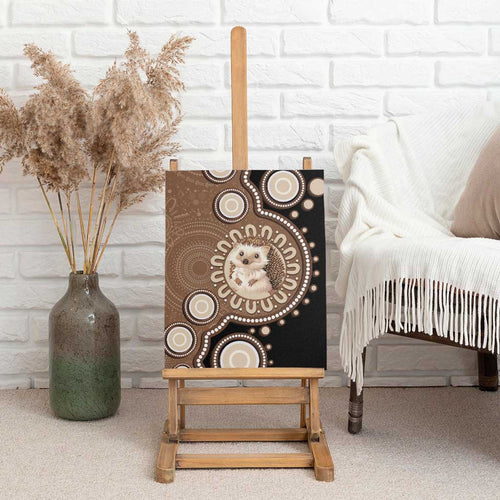 Hedgehog Indigenous Art Australia Canvas Wall Art - Aussie Hoodie