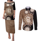 Hedgehog Indigenous Art Australia Couples Matching Puletasi and Long Sleeve Button Shirt - Aussie Hoodie