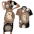 Hedgehog Indigenous Art Australia Couples Matching Short Sleeve Bodycon Dress and Hawaiian Shirt - Aussie Hoodie