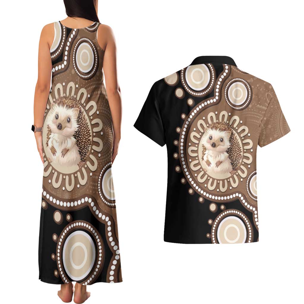 Hedgehog Indigenous Art Australia Couples Matching Tank Maxi Dress and Hawaiian Shirt - Aussie Hoodie