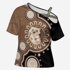 Hedgehog Indigenous Art Australia Cross Shoulder Shirt - Aussie Hoodie