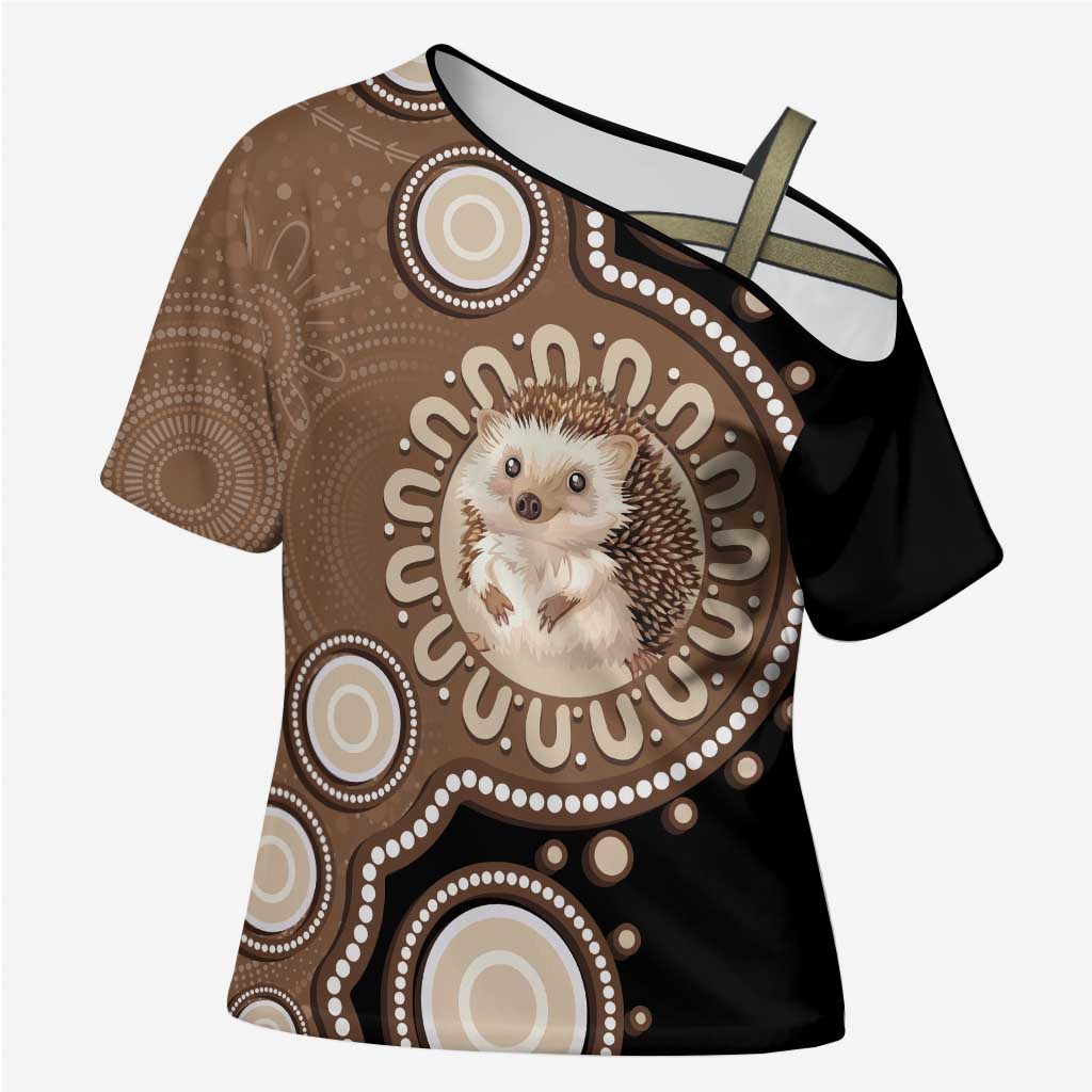 Hedgehog Indigenous Art Australia Cross Shoulder Shirt - Aussie Hoodie