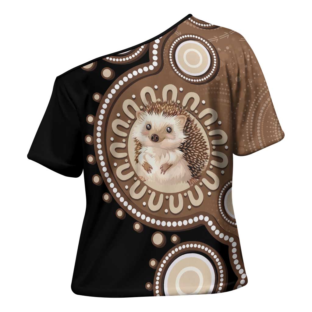 Hedgehog Indigenous Art Australia Cross Shoulder Shirt - Aussie Hoodie