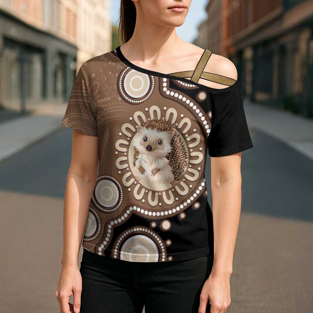Hedgehog Indigenous Art Australia Cross Shoulder Shirt - Aussie Hoodie