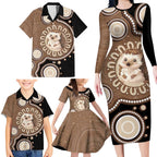 Hedgehog Indigenous Art Australia Family Matching Long Sleeve Bodycon Dress and Hawaiian Shirt - Aussie Hoodie
