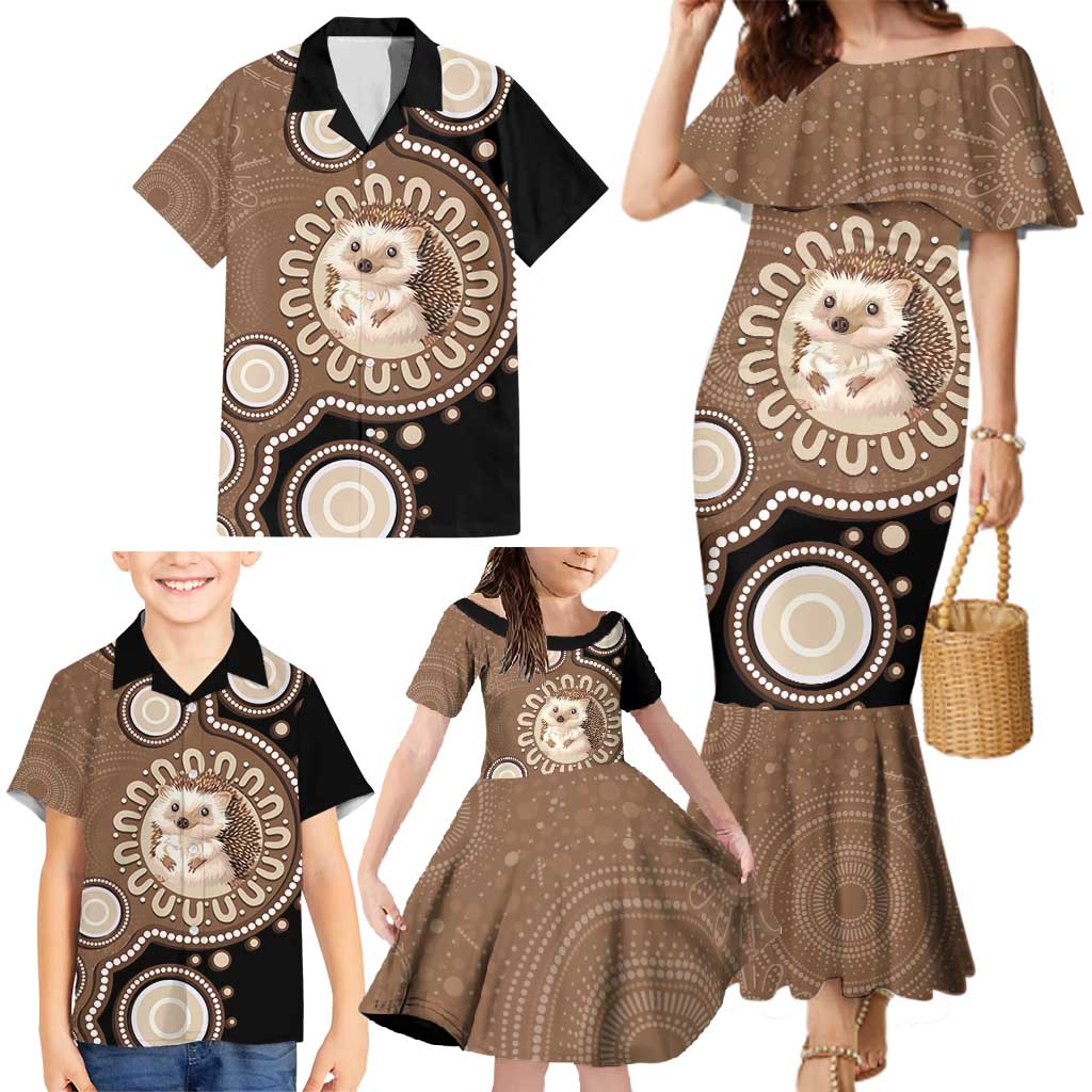 Hedgehog Indigenous Art Australia Family Matching Mermaid Dress and Hawaiian Shirt - Aussie Hoodie