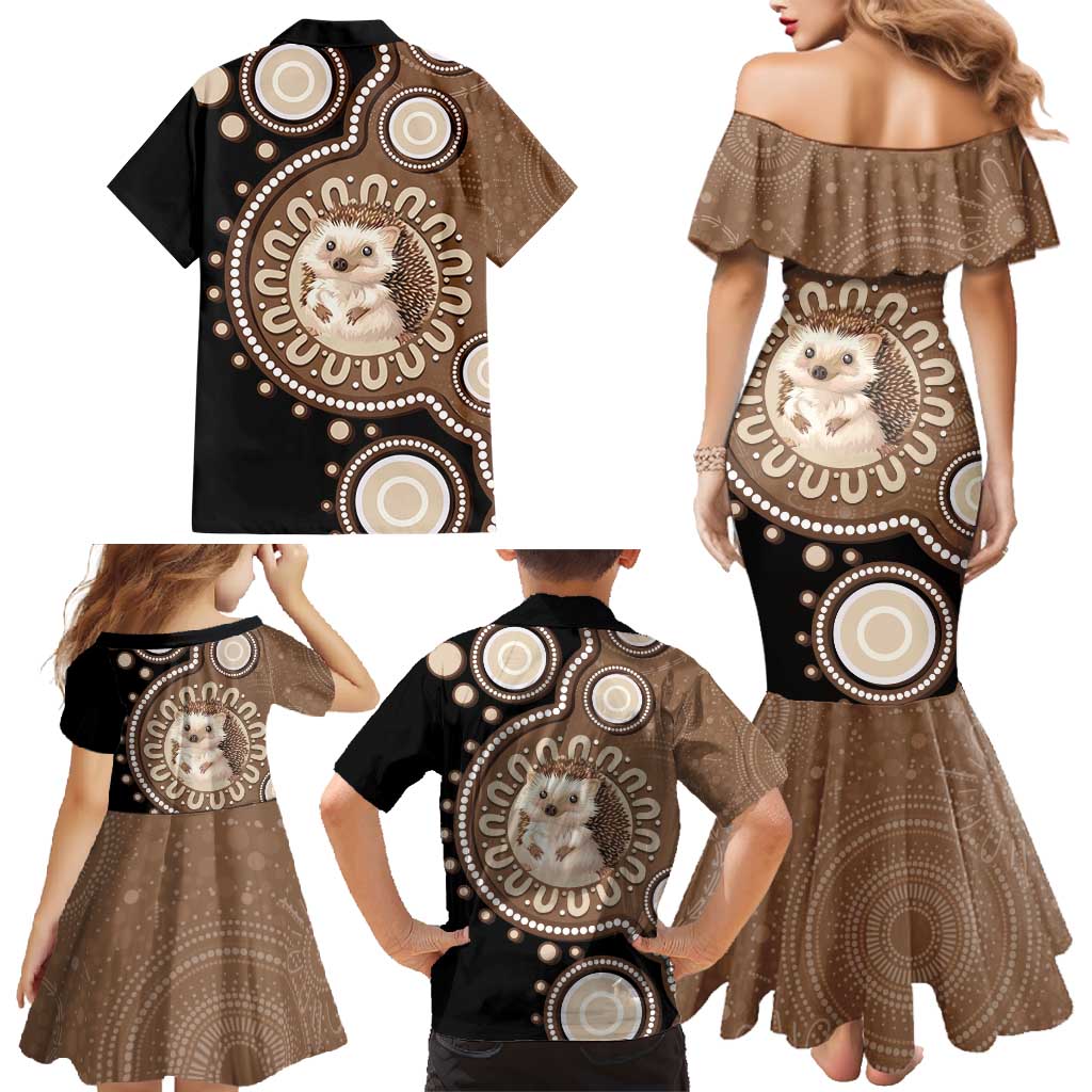Hedgehog Indigenous Art Australia Family Matching Mermaid Dress and Hawaiian Shirt - Aussie Hoodie