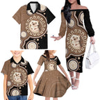 Hedgehog Indigenous Art Australia Family Matching Off The Shoulder Long Sleeve Dress and Hawaiian Shirt - Aussie Hoodie