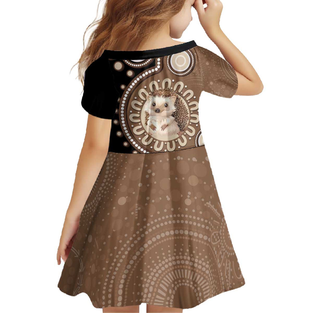 Hedgehog Indigenous Art Australia Family Matching Off The Shoulder Long Sleeve Dress and Hawaiian Shirt - Aussie Hoodie