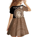 Hedgehog Indigenous Art Australia Family Matching Off The Shoulder Long Sleeve Dress and Hawaiian Shirt - Aussie Hoodie
