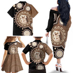 Hedgehog Indigenous Art Australia Family Matching Off The Shoulder Long Sleeve Dress and Hawaiian Shirt - Aussie Hoodie