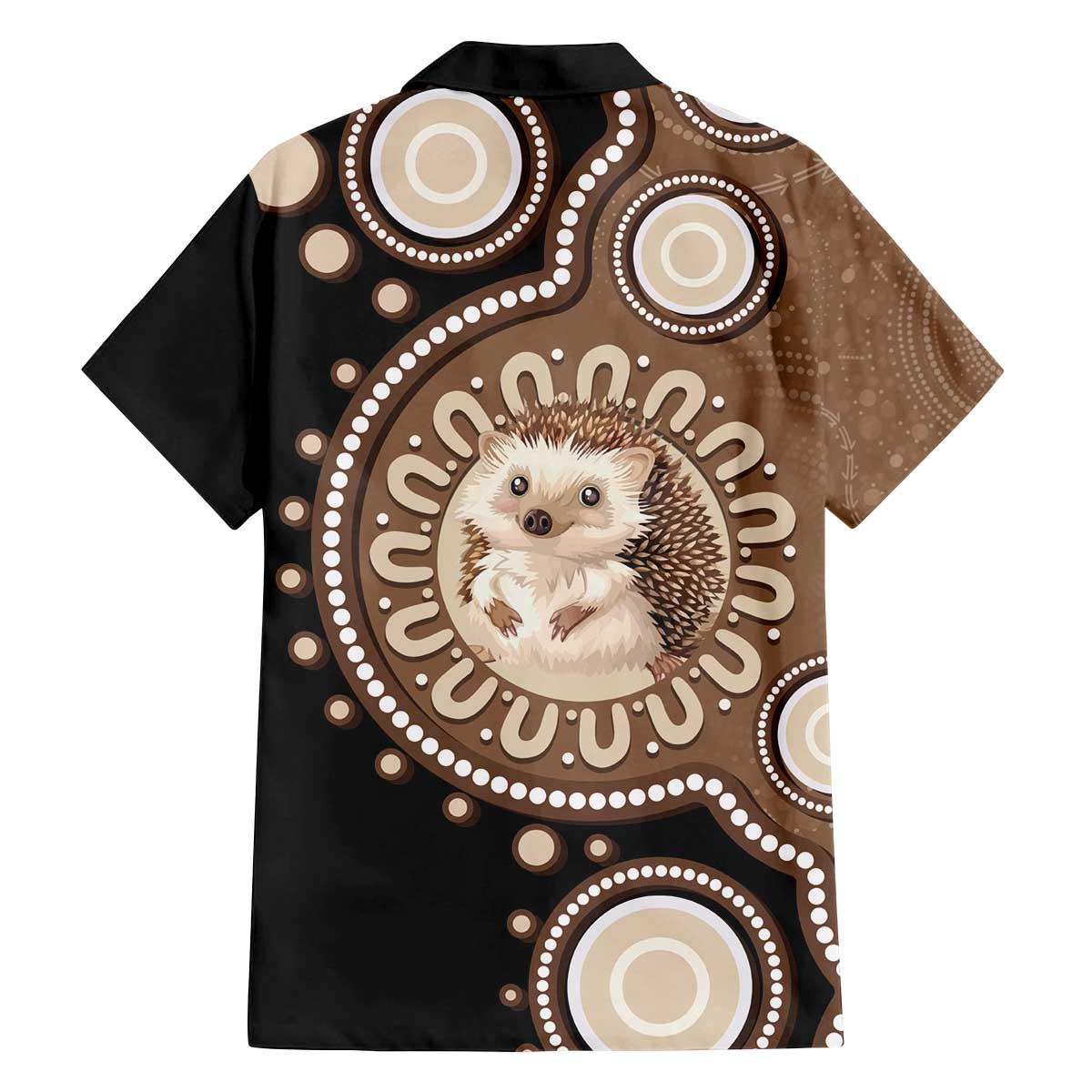 Hedgehog Indigenous Art Australia Family Matching Off The Shoulder Long Sleeve Dress and Hawaiian Shirt - Aussie Hoodie