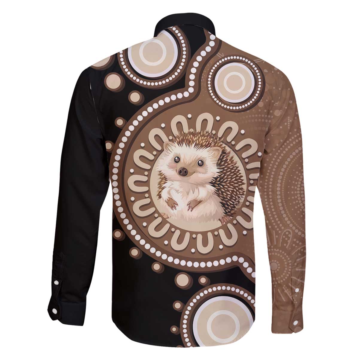 Hedgehog Indigenous Art Australia Family Matching Off The Shoulder Long Sleeve Dress and Hawaiian Shirt - Aussie Hoodie