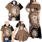 Hedgehog Indigenous Art Australia Family Matching Off Shoulder Maxi Dress and Hawaiian Shirt - Aussie Hoodie