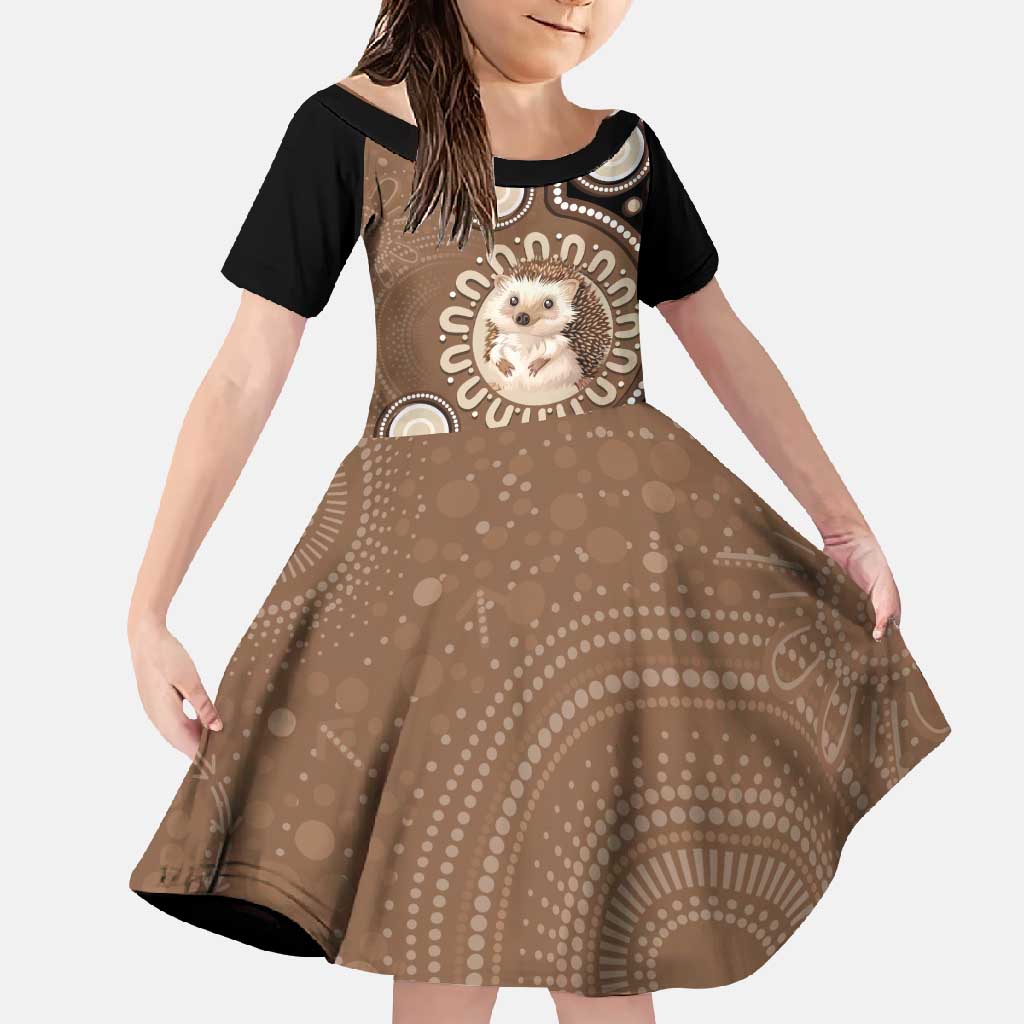 Hedgehog Indigenous Art Australia Family Matching Off Shoulder Maxi Dress and Hawaiian Shirt - Aussie Hoodie