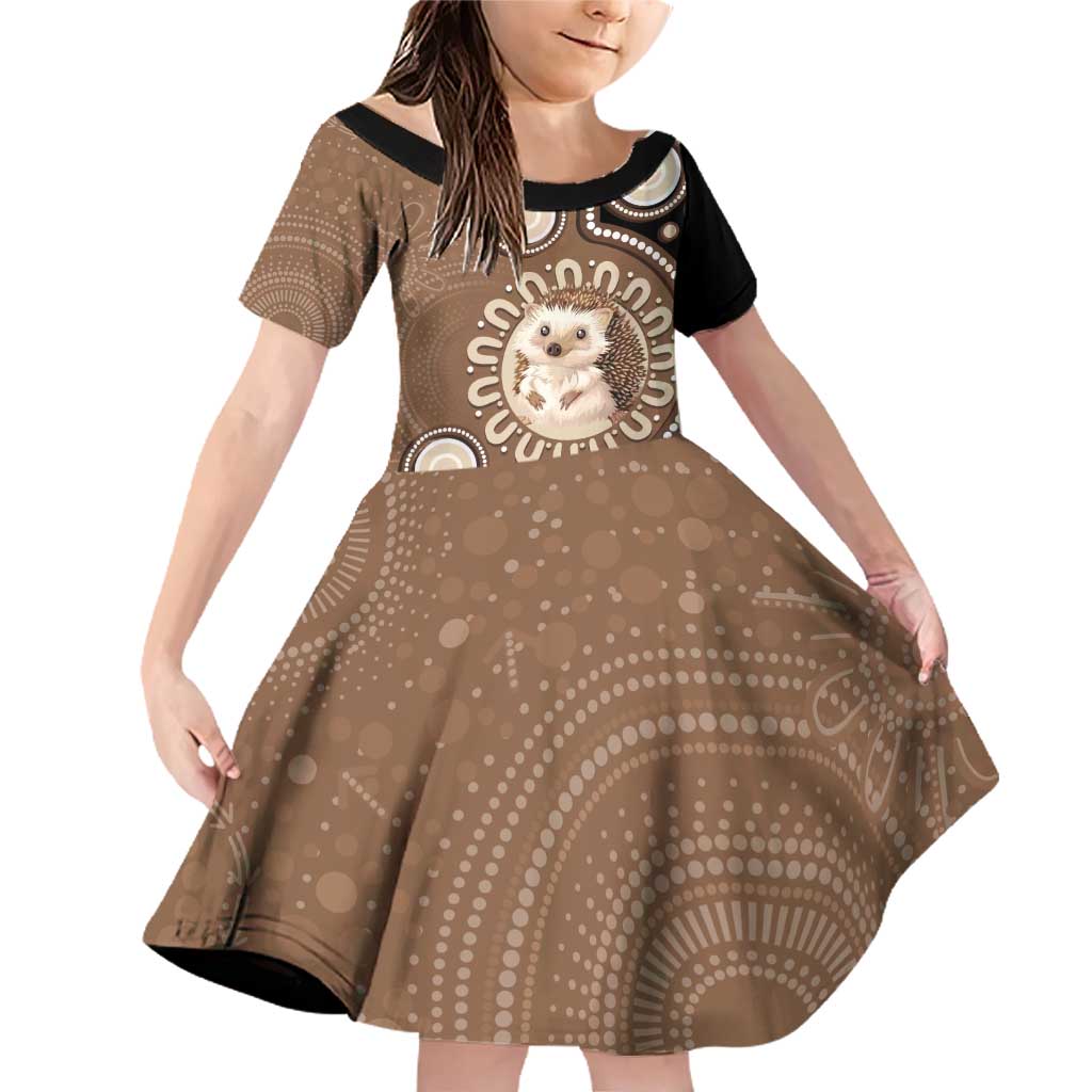 Hedgehog Indigenous Art Australia Family Matching Off Shoulder Short Dress and Hawaiian Shirt - Aussie Hoodie