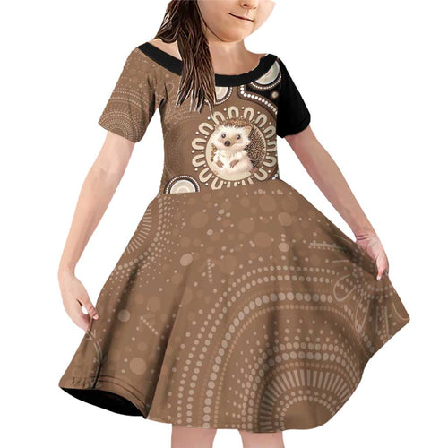 Hedgehog Indigenous Art Australia Family Matching Off Shoulder Short Dress and Hawaiian Shirt - Aussie Hoodie