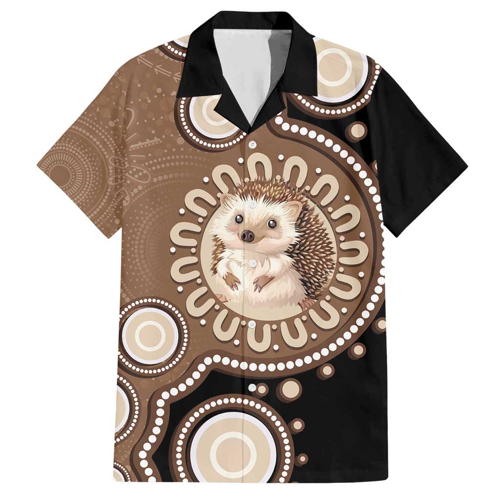 Hedgehog Indigenous Art Australia Family Matching Off Shoulder Short Dress and Hawaiian Shirt - Aussie Hoodie