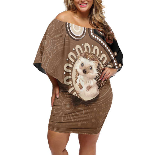 Hedgehog Indigenous Art Australia Family Matching Off Shoulder Short Dress and Hawaiian Shirt - Aussie Hoodie