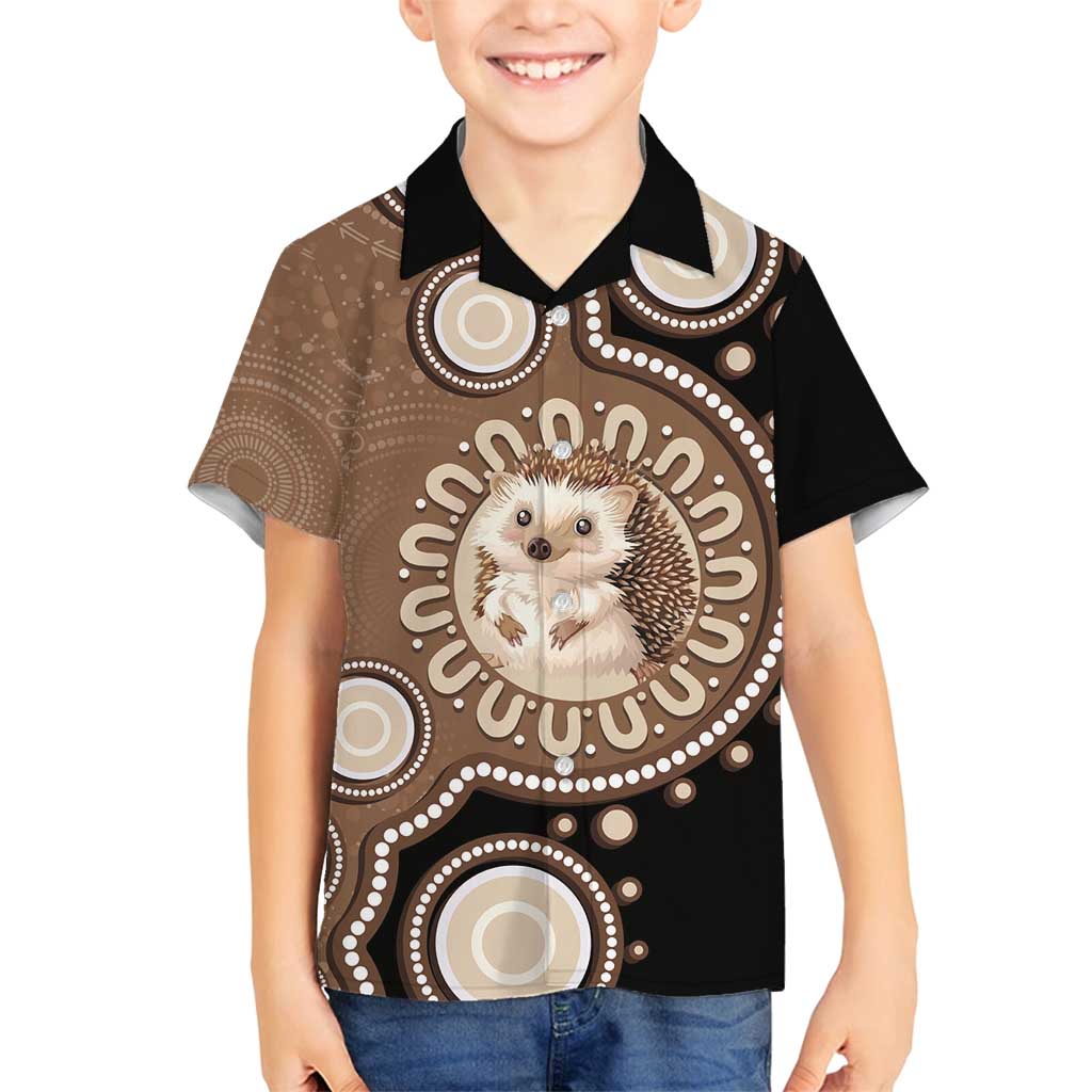 Hedgehog Indigenous Art Australia Family Matching Off Shoulder Short Dress and Hawaiian Shirt - Aussie Hoodie