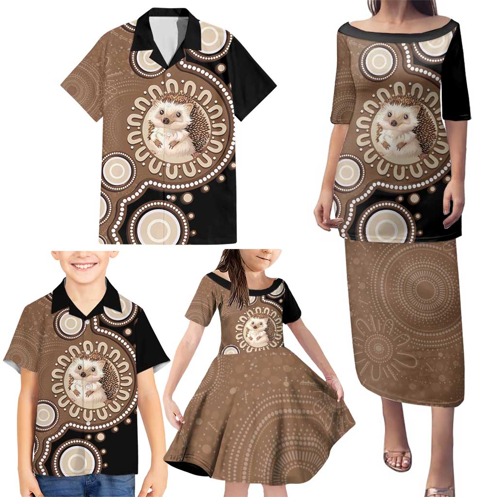Hedgehog Indigenous Art Australia Family Matching Puletasi and Hawaiian Shirt - Aussie Hoodie