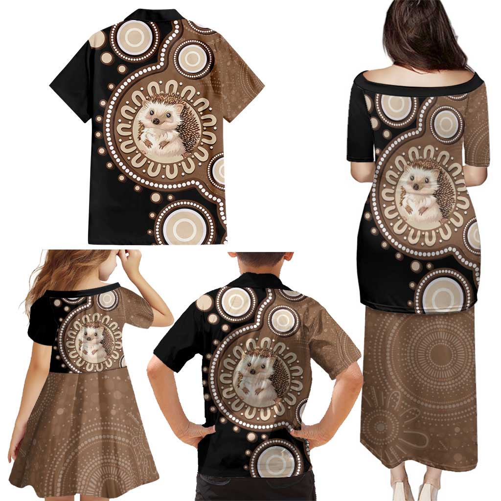 Hedgehog Indigenous Art Australia Family Matching Puletasi and Hawaiian Shirt - Aussie Hoodie