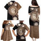 Hedgehog Indigenous Art Australia Family Matching Puletasi and Hawaiian Shirt - Aussie Hoodie