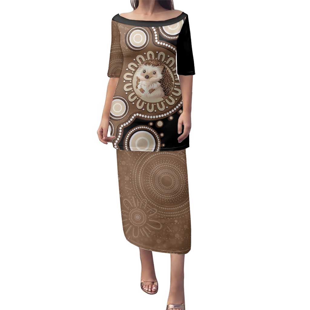 Hedgehog Indigenous Art Australia Family Matching Puletasi and Hawaiian Shirt - Aussie Hoodie